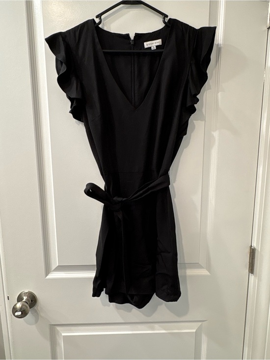 Gianni Bini Pants - Gianni Bini Black Ruffled Sleeve Tie-Waist Romper